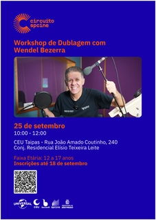 EVENTO: Workshop de Dublagem Infantojuvenil gratuito com Wendel Bezerra